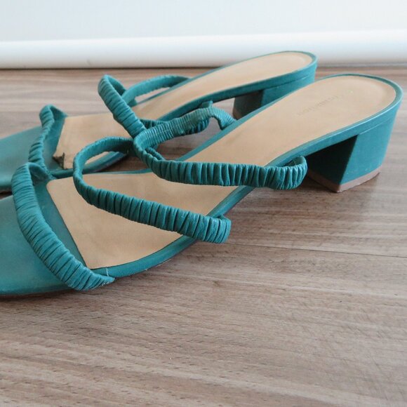 REFORMATION Assunta Strappy Block Heel Mule Slip On Sandals Shoes in Green Sz 8 - Picture 3 of 13
